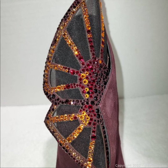 SERGIO ROSSI Atalia Scarpe Donna Embellished Suede Ankle Booties - Picture 4 of 12